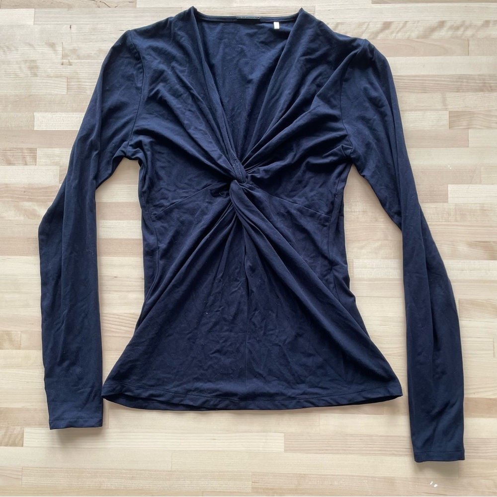 Elie Tahari black wrap front top